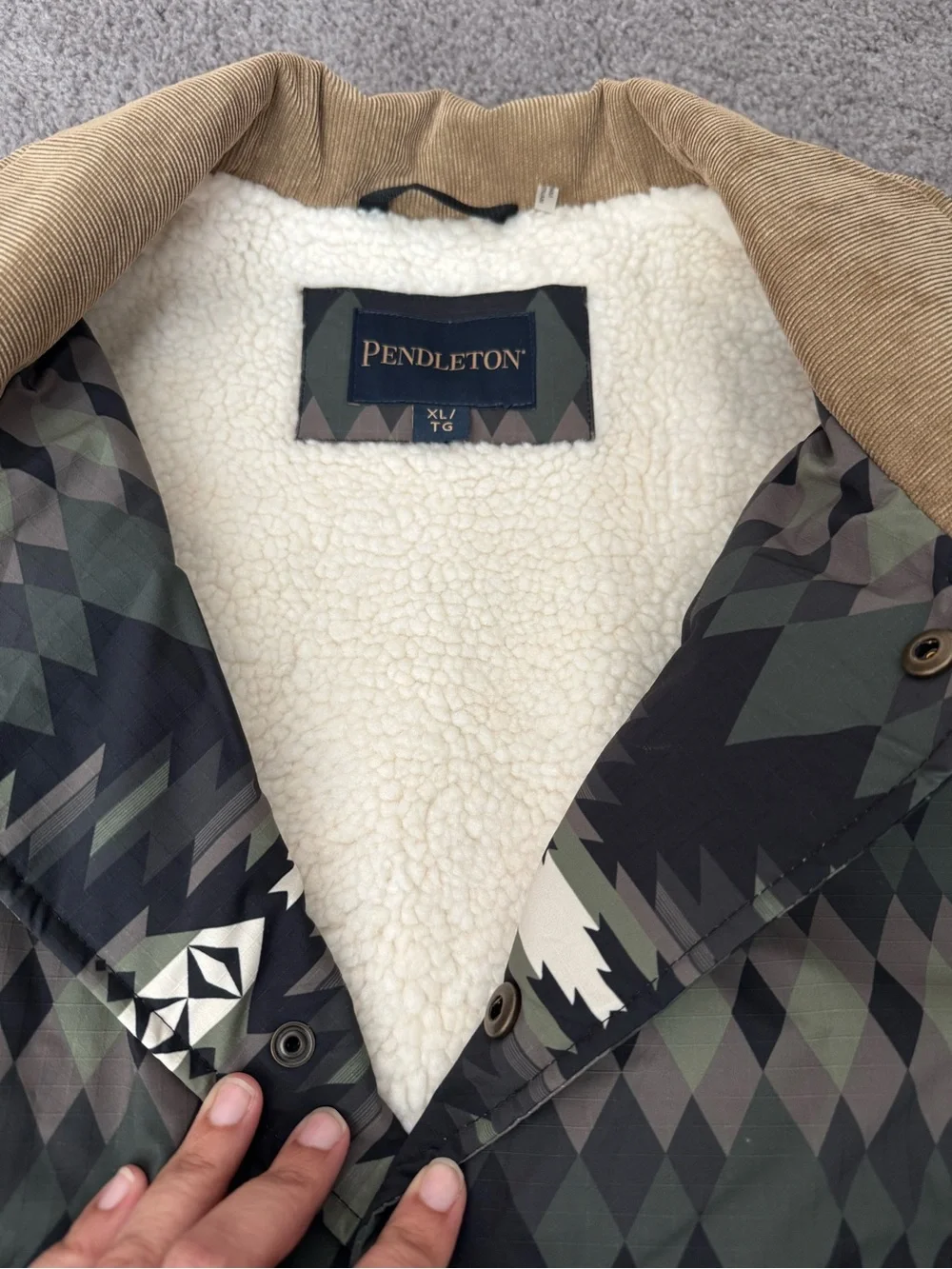 Pendleton Black & Olive Aztec Sherpa-Lined Papago Bomber Jacket- Size XL- NWT